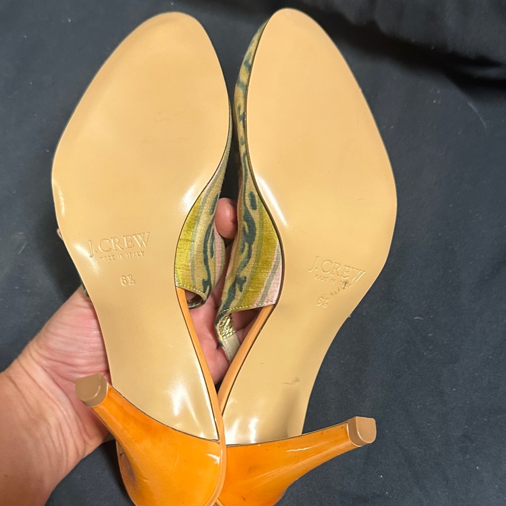 J. Crew Pink and Gold Patterned Slingback Heels - Picture 4 of 4